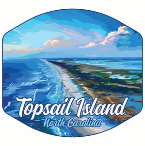 Autocollant décalcomanie vinyle souvenir design vue aérienne Topsail Island Caroline du Nord - Photo 1/4