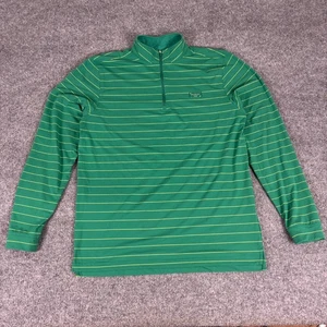 Good Good Size Large Green Striped 1/4 Zip Golf Pullover - Picture 1 of 7