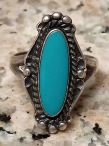 Anillo turquesa vintage nativo americano plata esterlina talla 5,5 - Imagen 1 de 6