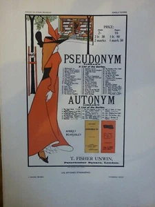 1896 LES AFFICHES ETRANGERES AUDREY BEARDSLEY ANGLETERRE 1 LITHOGRAPHIE - Imagen 1 de 2