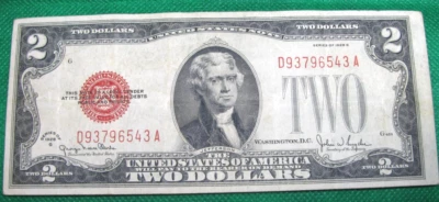 ERROR NOTE 1928G $2 Red Seal with Mis-Cut F#1508 XF #S851 - Image 1 of 4