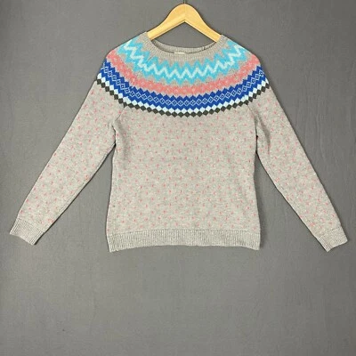 Suéter Talbots Mujer P Gris Azul Fair Isle Yugo Tejido con Cable Manga Larga Clásico Foto 1 de 4