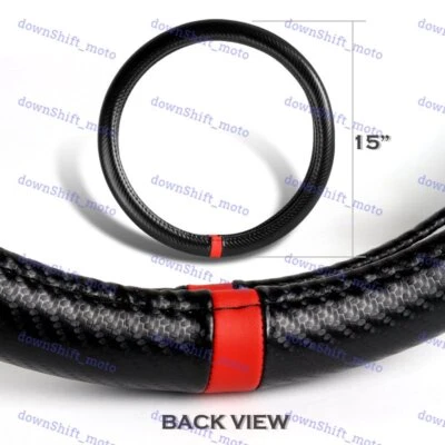 Cubierta de volante de coche de 15" de diámetro de cuero sintético de carbono para todos los Toyota X1 Foto 1 de 4