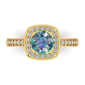 1.335 tcw Round Vintage Engagement Ring, 14K Yellow Gold Moissanite Bridal Gift - Picture 1 of 20