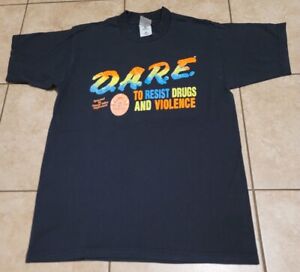 Vintage Dare To Resist Drugs & Violence Rainbow T Shirt Medium 90s