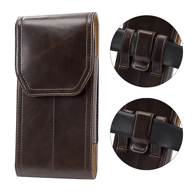 Vertical PU Leather Belt Clip Pouch Case Cell Phone Waist Carrying Bag Univers - Image 1 of 4