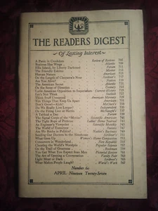 Readers Digest April 1927 Stuart Chase Charlie Chaplin Viljalmur Stefansson - Picture 1 of 1