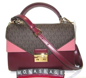 Bolso de Mano Michael Kors Sloan Marrón Sangre de Buey Rosa Doble Asa Superior Nuevo con Etiquetas $268 - Imagen 1 de 8