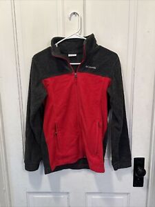Columbia Fleece Jacket Youth Size youth large 14-16 Full Zip Sweater gray / red