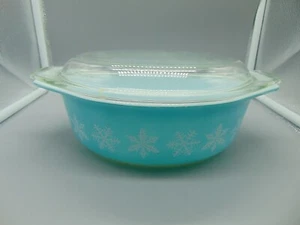 Pyrex Schneeflocke blau oval 1,5 Quart Deckel Kasserolle 043 - Bild 1 von 3