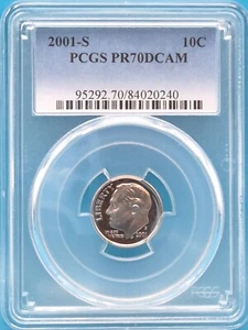 2001-S Roosevelt Dime 10c PCGS PR 70 DCAM - Picture 1 of 2