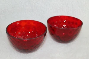 L👀K 2 Vtg Royal Ruby Red Glass Berry Fruit Nut Bowls Christmas Valentine's - Picture 1 of 7