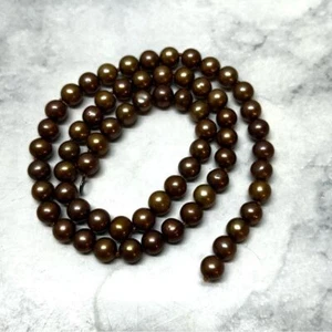 Chocolate Brown bronze freshwater pearls string jewelry making no clasp - Picture 1 of 6