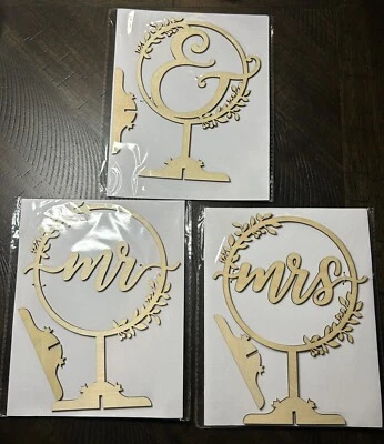 Mr. & Mrs. Wedding Sign Wood Cutout Signs Reception Wedding Decor Table Decor - Image 1 of 4