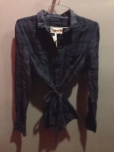 Blusa $85 Nueva con Etiquetas Marca de por Vida Azul A Cuadros Manga Larga Con Botones con Cinturón XS - Imagen 1 de 3