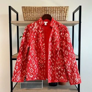 Chico's Reversible Quilted Light Spring/Summer Open Front Peacoat/ Pull Over Jac - Picture 1 of 8