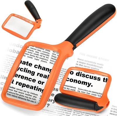 Folding Handheld Magnifying Glass with Dimmable LED Light - 3X Reading Magnifier - Image 1 of 4