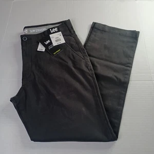 Lee Flat Front Chino with Motion Flex Waistband Pants Men's 34x30 Black Slim Fit - Picture 1 of 7