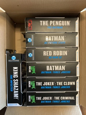 Mcfarlane DC Multiverse Batman Three Jokers Clown Criminal Robin Figure LOT Of 7 Cover