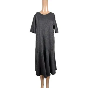 COS Dark Gray Ponte Short Sleeves Crew Neck Drop Waist Dress Size L - Picture 1 of 10