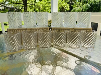 Vintage HJ Stotter Set of 6 Acrylic Double Old-Fashioned Clear Swirl Glasses NOS - Image 1 of 4