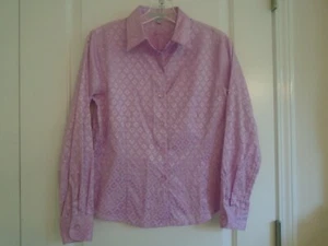 Foxcroft Gr. 6P faltenfrei tailliert rosa Rautengewebe Baumwollmischung Langarm - Bild 1 von 3