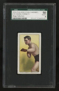 1910 E79 PHILADELPHIA CARAMEL BOXING CARD ~ YOUNG CORBETT ~ SGC 50 (VG-EX 4) - Picture 1 of 2