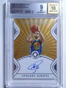 2018 Opulence Stephen Curry AUTO GOLD /25 Opulent Scripts - BGS 9 (POP 3) - Picture 1 of 4