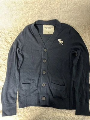 Abercrombie and Fitch Cardigan Mens M Blue Y2K Preppy Button Up Knit Sweater - Image 1 of 4
