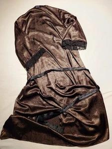 UK 18 M&S Exquisite Brown Liquid Satin Full Length Nightgown Robe Slip - Picture 1 of 4