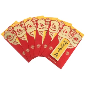  6 Stück Frühlingsfest Glück Geldbeutel Deko Umschläge Münze Chinesisch Rot - Bild 1 von 12