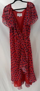 Carolina Herrera Statement Dress Sz 2 Red Blue Wrap Luxury Quality Runway Chic - Picture 1 of 10