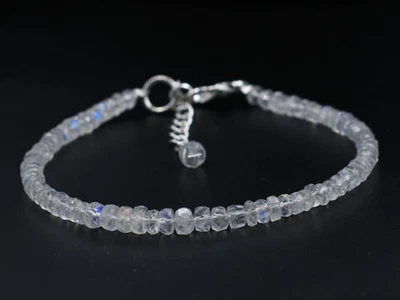 Bracciale sfaccettato Rondelle con pietra di luna arcobaleno di qualità... - Immagine 1 di 4