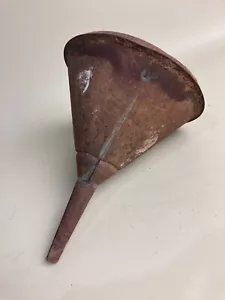 Vintage Metal Oil Petrol Funnel Garage Mancave Shed Collectable Decorative Rusty - Picture 1 of 5