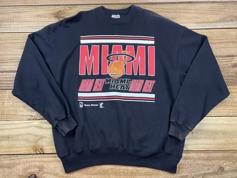VTG 90's Team Hanes NBA Miami Heat Crewneck Sweatshirt Sz XXL 50/50 Cover