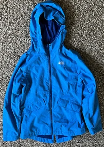REI Girls Medium (10-12) Full Zip Hooded Nylon Blue Jacket - Picture 1 of 3