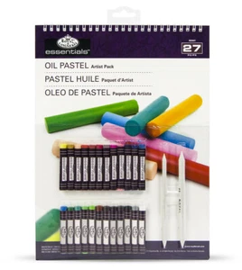 24 Round Oil Pastels Set A4 Spiral Bound Artist Pad & 2 Blending Stumps Art Set - Picture 1 of 1