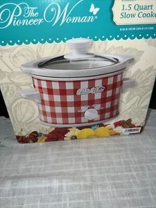 The Pioneer Woman Gingham Red 1.5 Quart Slow Cooker Crockpot *NEW in SEALED Box* - Picture 1 of 5