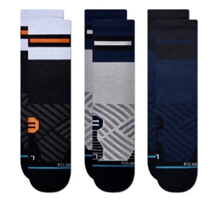 STANCE Duration Light Cushion 3 Pack Black Blue White Grey Socks Mens Sz M 6-8.5 - Picture 1 of 10