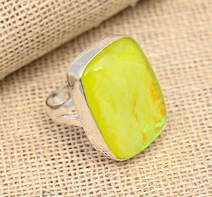 Yellow Triplet Opal Gemstone 925 Sterling Silver Handmade Jewelry Ring For Gift - Picture 1 of 4