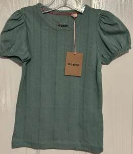 NWT Mini Boden Green Short Sleeve Pointelle Girls Size 4/5 - Picture 1 of 1