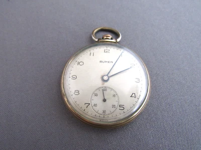 老式BUREN GOLD TONE表壳上弦怀表工作 — 第 1/4 张图片