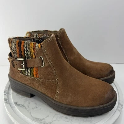 Earth Origins Cuero Gamuza Tejido Botines Hebilla Lateral Marrón Multicolor Talla 6 Foto 1 de 4