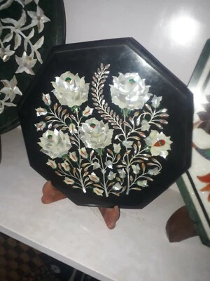 12" black Marble Center coffee Table Top antique malachite Inlay decor p10 - Image 1 of 3