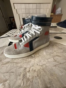 EUC Christian Dior Gray Leather Suede High Top Sneakers Italy - Size 45/12 - Picture 1 of 12