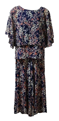 Coco Bianco Womens Trouser Tunic Top Suit size 2XL-XL Wide Leg Floral Navy Multi - Image 1 of 4