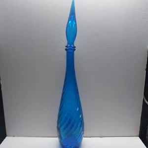 Vintage Empoli Mid Century Spiral Twist Blue Bottle Mid Century Empoli style - Picture 1 of 8