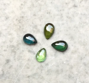 Best multi tourmaline cabochon gemstone 4 pieces pear 3.20 carat mix size - Picture 1 of 9