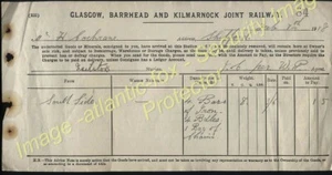 1918 GLASGOW, BARRHEAD AND KILMARNOCK JOINT RAILWAY waybill carriage receipt - Picture 1 of 1