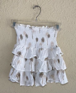 Vintage Havana Girls Ruffle Skirt Ivory/Palm Size Medium - Picture 1 of 3